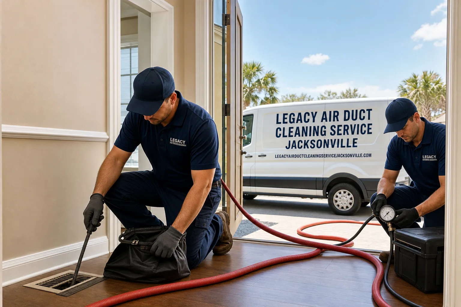 Legacy Air Duct Cleaning Service Jacksonville service vehicle and crew in Jacksonville, FL